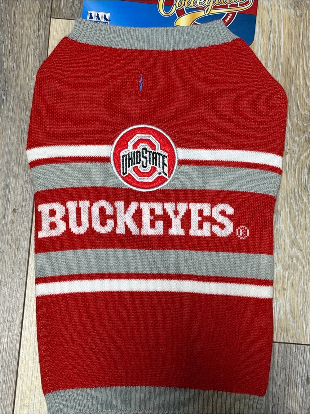 Ohio State Buckeyes Red & Gray Knit Sweater dogs size M-NWT